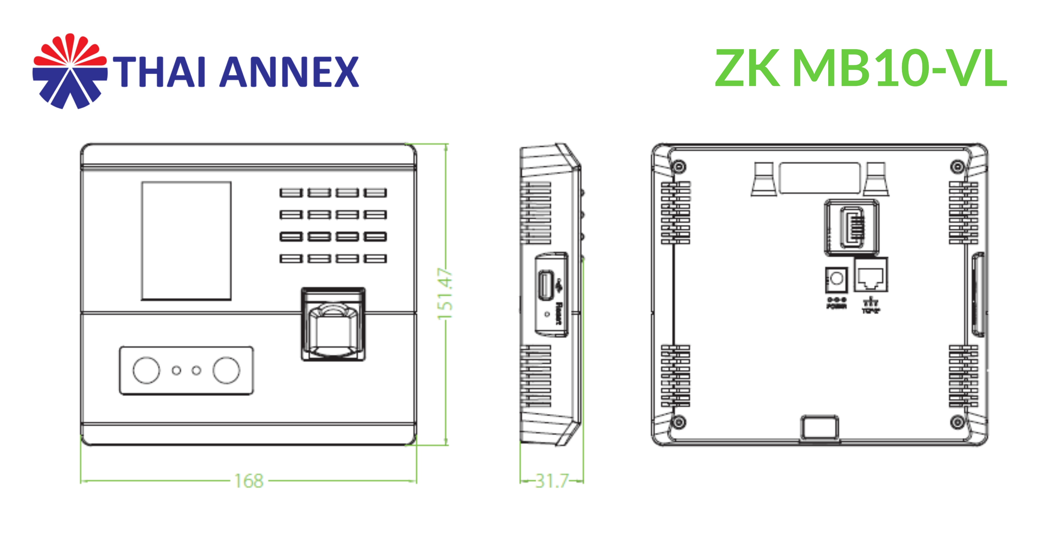 เครื่องสแกนใบหน้า ZK MB10-VL เครื่องสแกนใบหน้า ZK MB10-VL