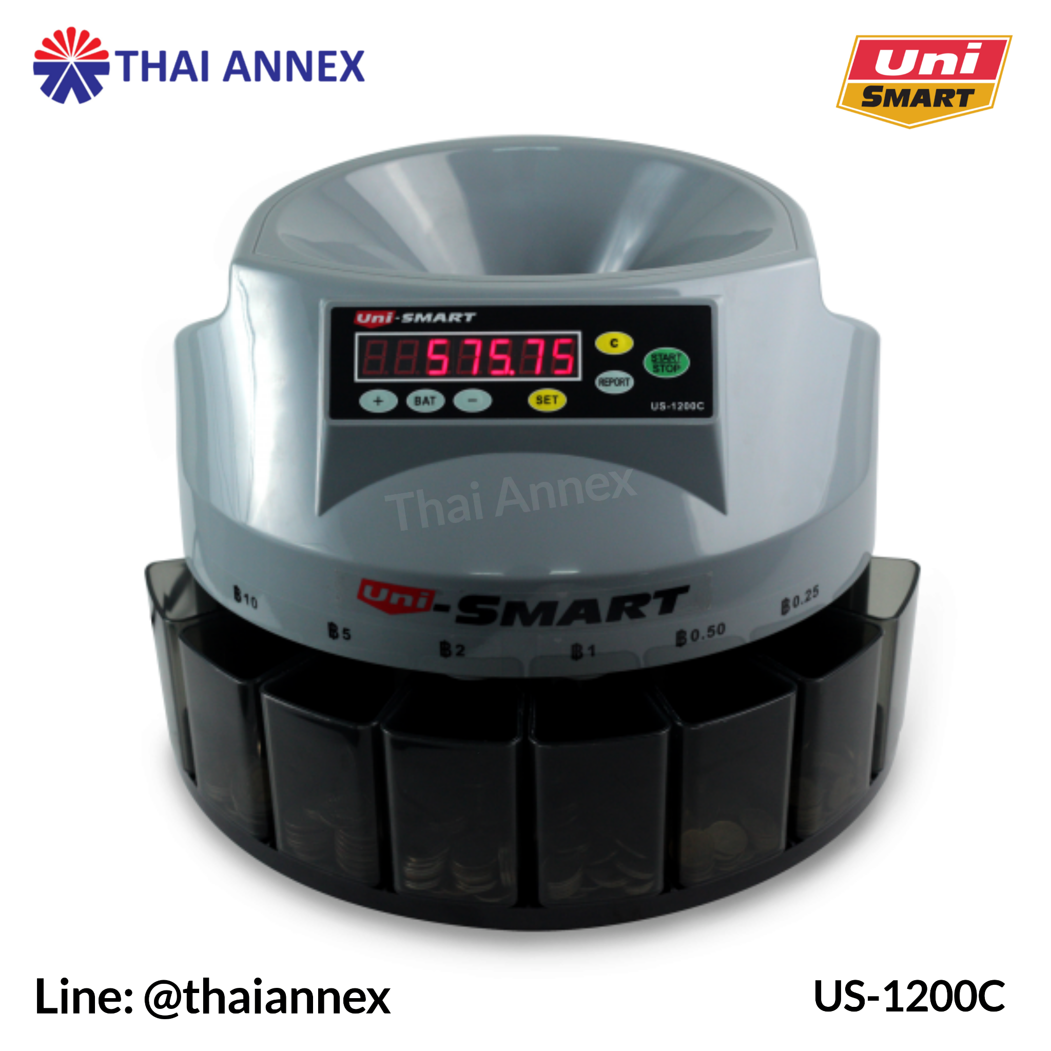 เครื่องนับและคัดแยกเหรียญ Uni-Smart: US-1200C เครื่องนับและคัดแยกเหรียญ Uni-Smart: US-1200C