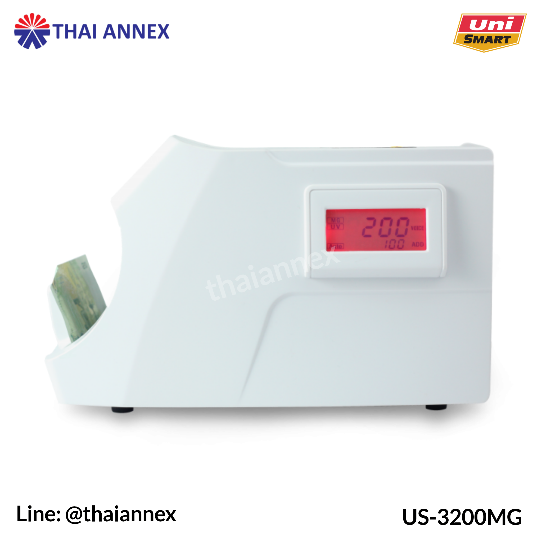เครื่องตรวจสอบและนับธนบัตร Uni-Smart: US-3200MG เครื่องตรวจสอบและนับธนบัตร Uni-Smart: US-3200MG
