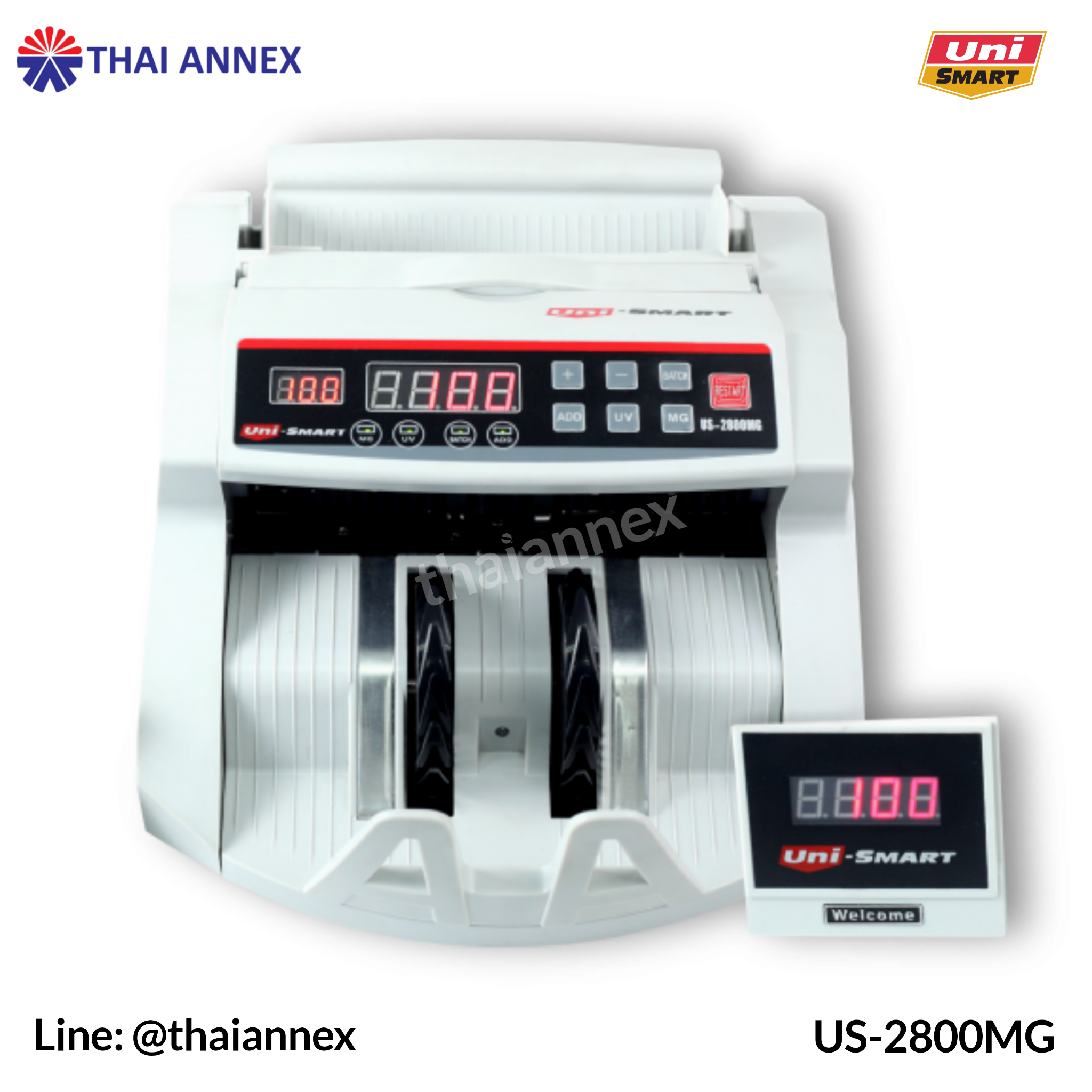 เครื่องตรวจสอบและนับธนบัตร Uni-Smart: US-2800MG เครื่องตรวจสอบและนับธนบัตร Uni-Smart: US-2800MG