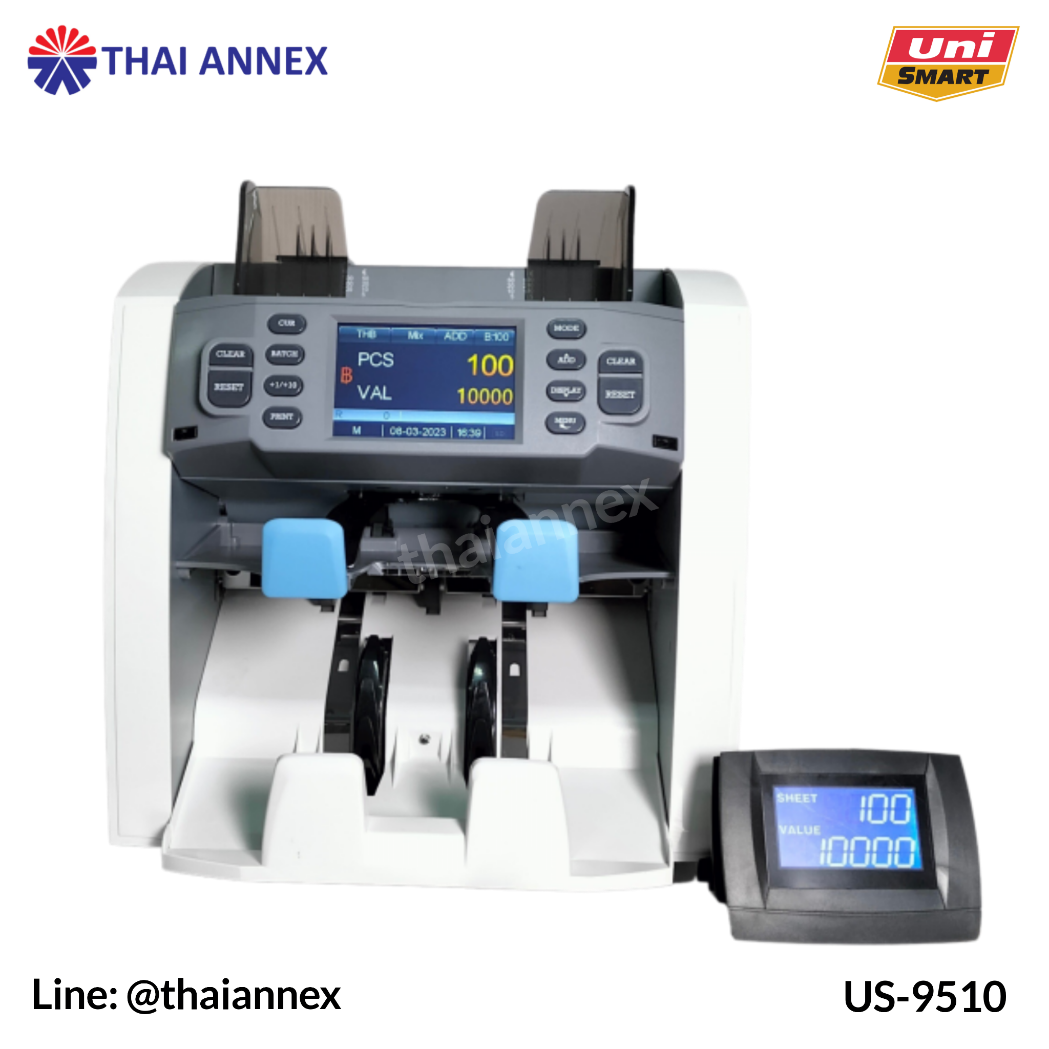 เครื่องตรวจสอบและนับธนบัตร Uni-Smart: US-9510 เครื่องตรวจสอบและนับธนบัตร Uni-Smart: US-9510