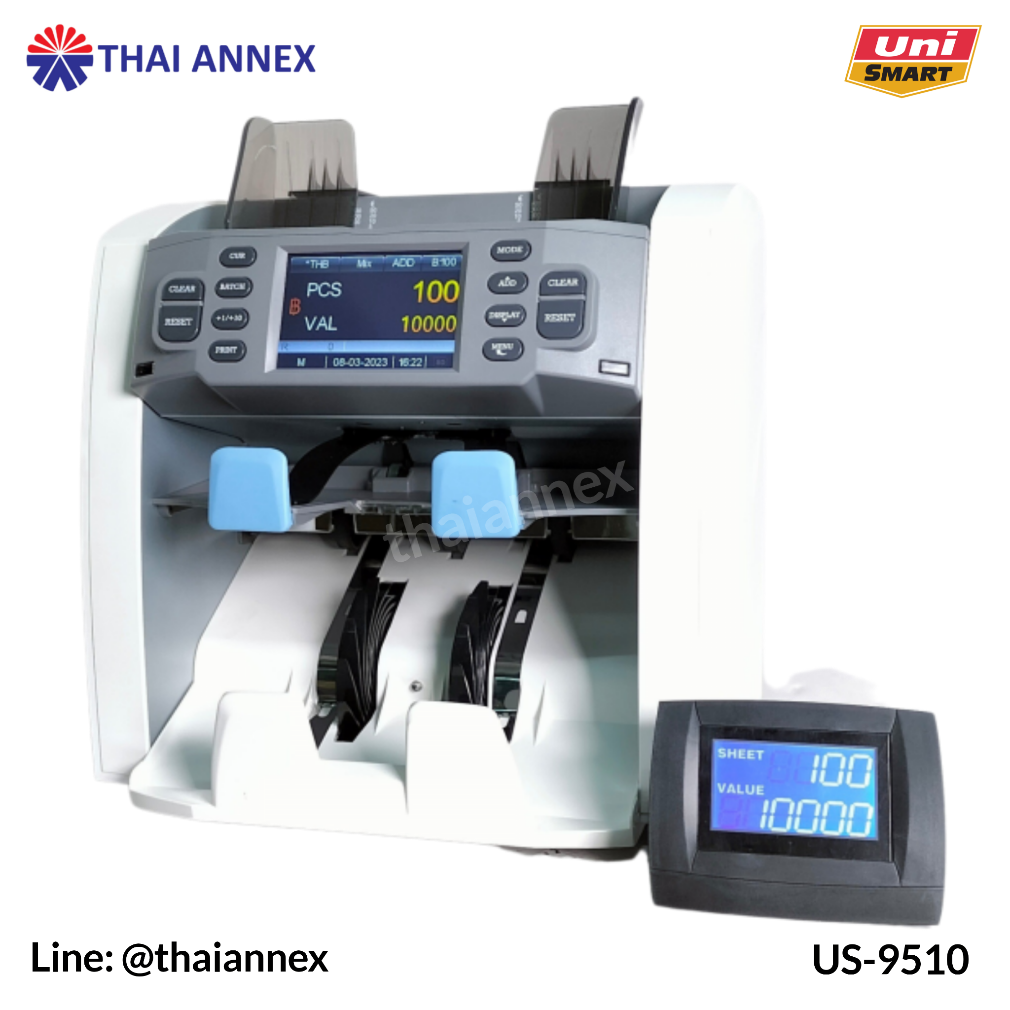 เครื่องตรวจสอบและนับธนบัตร Uni-Smart: US-9510 เครื่องตรวจสอบและนับธนบัตร Uni-Smart: US-9510